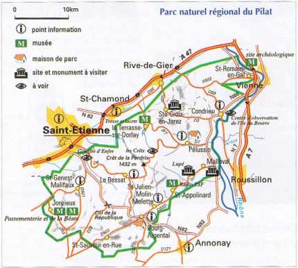 Carte du Parc naturel régional du Pilat