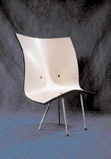 Chaise, en acier, contreplaqué fin, mousse néoprène