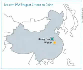 Les sites PSA Peugeot Citroën en Chine