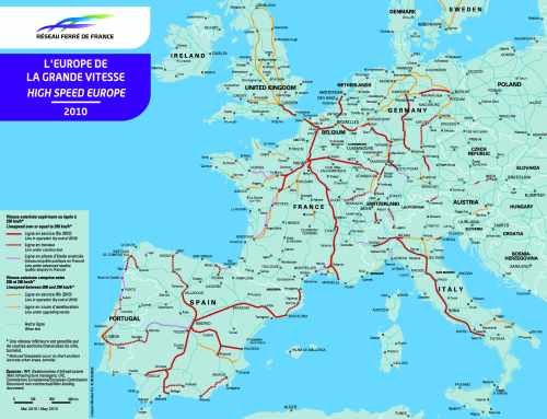 Carte d'Europe des lignes à grande vitesse