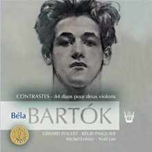 Coffret du CD Duos pour deux violons de Bartók, par Gérard Poulet et Régis Pasquier
