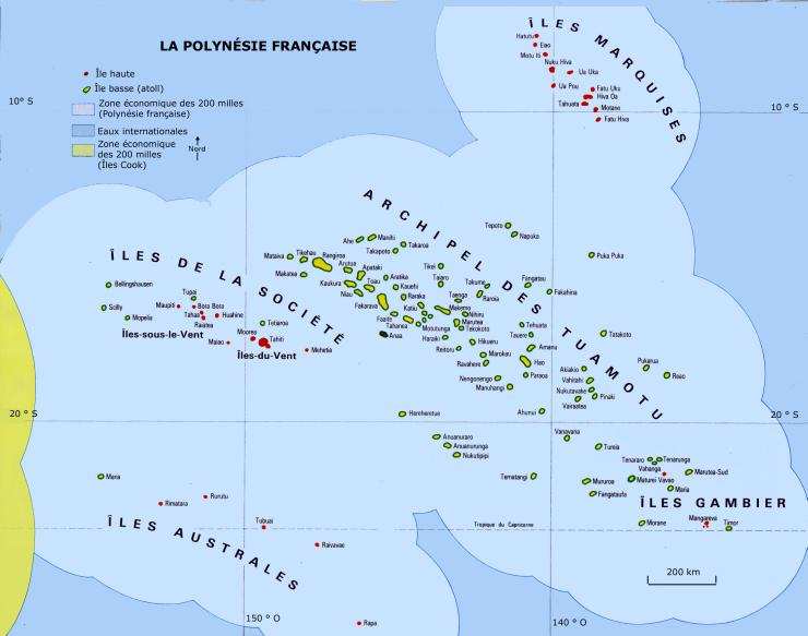 Carte de la polynésie française