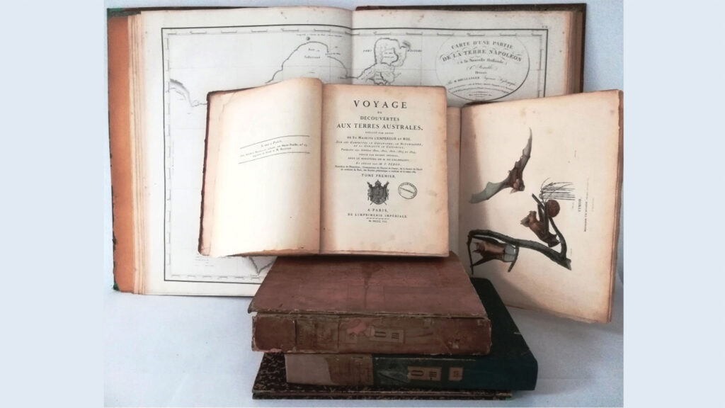 L’exemplaire du « Voyage de découvertes aux terres australes » relatant l'expédition à laquelle ont participé 6 polytechniciens, conservé à l’École polytechnique.