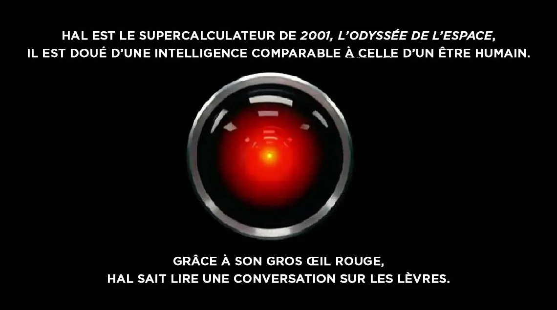étymologie de l'intelligence artificielle : Hal 9000, le supercalculateur de 2001 l'Odyssée de l'Espace est doué d’une intelligence comparable à celle d’un être humain.