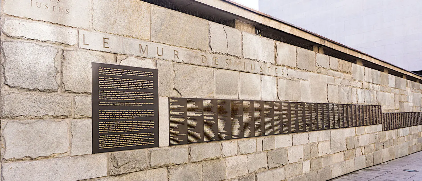 Mur des Justes parmi les nations, Mémorial de la Shoah, Paris